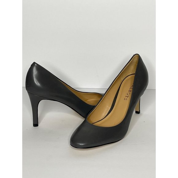 Talbots Shoes - Talbots Womens Heel Gray Size 7 AA Pumps Leather Closed Toe High Solid Narrow
